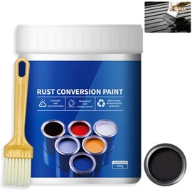 Weatherproof Rust Converter Paint For Metal,Rust Remover for Metals and Primer,Water-Based Industrial Anti-Rust Metallic Paint with Brush(Black)