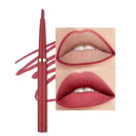 Erinde Matte Lip Liner Waterproof, Rotating Lips Contour Pen Permanent, Smooth Lip Pencil Long Lasting, Long-Lasting Lip Liner, Pink Lipstick