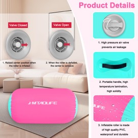 Gymnastics Air Roller Air Barrel, Inflatable Tumble Roller Mat, Air Roller Gymnastics Barrel Kids Back Somersault Backbend Trainer for Yoga Training Cheerleading Home Use