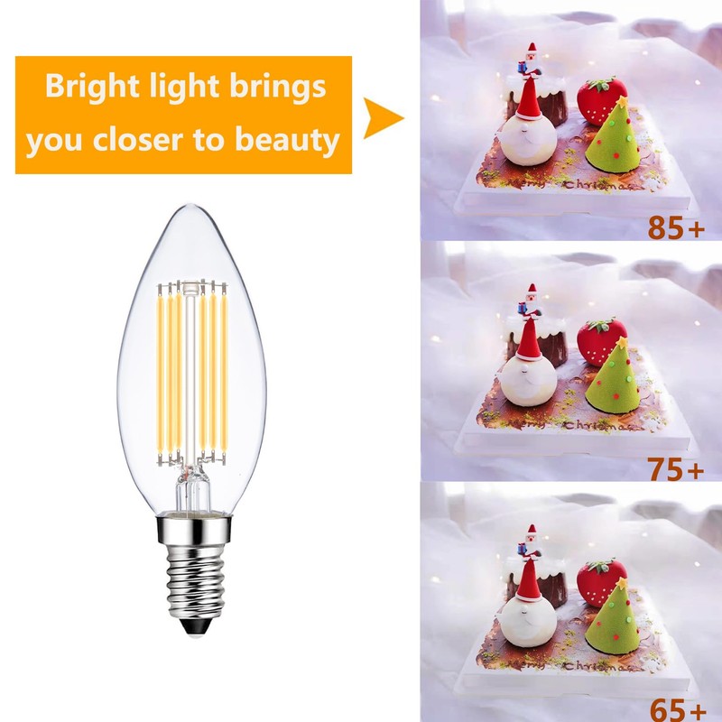 Sunaiony E14 Light Bulbs LED Warm White 2700K 60W Dimmable