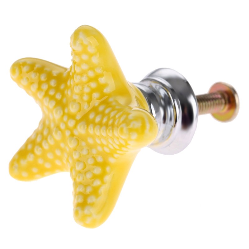 MUXSAM Fashion Starfish Design Ceramic Door Knobs Handles Cabinet Cupboard