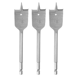 HARFINGTON 3Pcs Spade Drill Bit 1-1/8" Paddle Flat Bits Wood Hole Cutter with Quick Change 1/4 Inch Hex Shank for Woodworking Fiberglass, Silver Tone