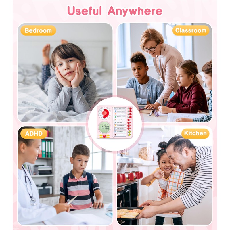 3-in-1 Visual Timer Task Timer with Chore Chart Board, ADHD