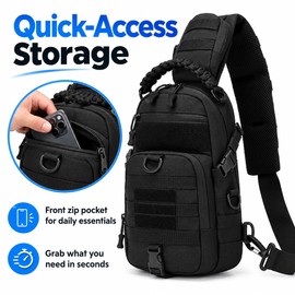 Men's Tactical MOLLE Chest Bag – Adjustable Water-Resistant Nylon Sling Shoulder Pack for Hiking, Camping, Cycling & Fishing