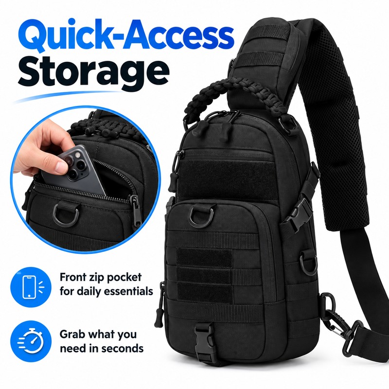 Men's Tactical MOLLE Chest Bag – Adjustable Water-Resistant Nylon Sling