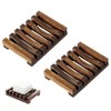 SANTUO 2Pcs Bamboo Soap Dish Hawaii Style Soap Dishes for
