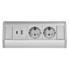 Aluminium Power Strip 2-Way I USB-A USB-C I Grey