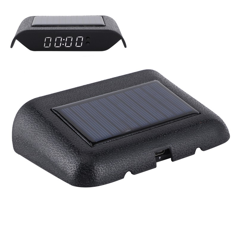 Car Digital Clock Auto Truck Solar Powered Time Date Temperature