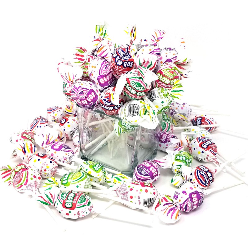 CrazyOutlet Charms Blow Pops Candy Bulk Lollipops, Bubble Gum Filled