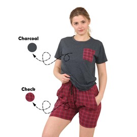 biyya® Women's Pyjamas Sets with Shorts Ladies Pyjamas Cotton Short Sleeve Soft 2 Pieces Pjs Set Summer Loungewear Sleepwear Nightwear for Women S-XXL (WSS-117-B, XXL)