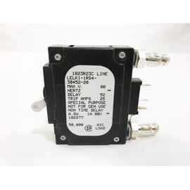 AIRPAX LELK1-1RS4-30452-20 .110 Quick Connect, 1 Handle, 20 AMPS, 80 VDC, Alarm Switch, Circuit Breaker, Electrical Trip, Single Pole, Special Purpose, Stud TERMINALS, Trip AMPS 25, Trip DELAY
