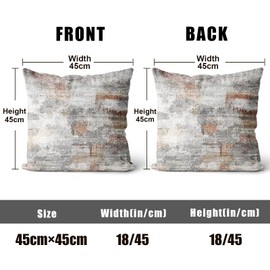 XPHZZL Pack of 2 Gray/Rust Cushion Covers 45 x 45 cm Short Plush Decorative Square Throw Pillow Covers Home Abstract Style Decor Pillow Cases for Sofa Bedroom Dining Room and Farmhouse 18x18 Inch