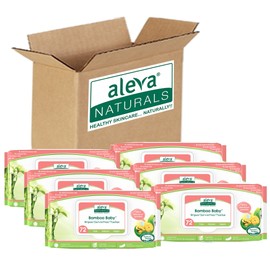 Aleva Naturals Bamboo Baby Sensitive Wipes | Unscented | Extra Strong and Ultra Soft | Natural and Organic Ingredients | Certified Vegan | 6 packs of 72ct - Total of 432ct