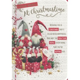 Special Wishes at Christmas Time Christmas Card, Cute Xmas Gnomes Design, 18 x 25.4 cm