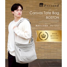 Preceed Canvas Tote Bag, New Colors Available, Shoulder-Friendly, Shoulder Bag, Removable Shoulder Pad, Metal Buckle, YKK Zipper, 2 Interior Pockets, Large Capacity, Unisex, Boston Style