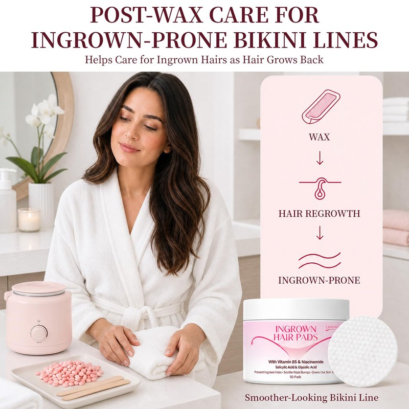 LHOPEBK Nature Ingrown Hair Treatment Pads: with BHA/AHA for Bikini