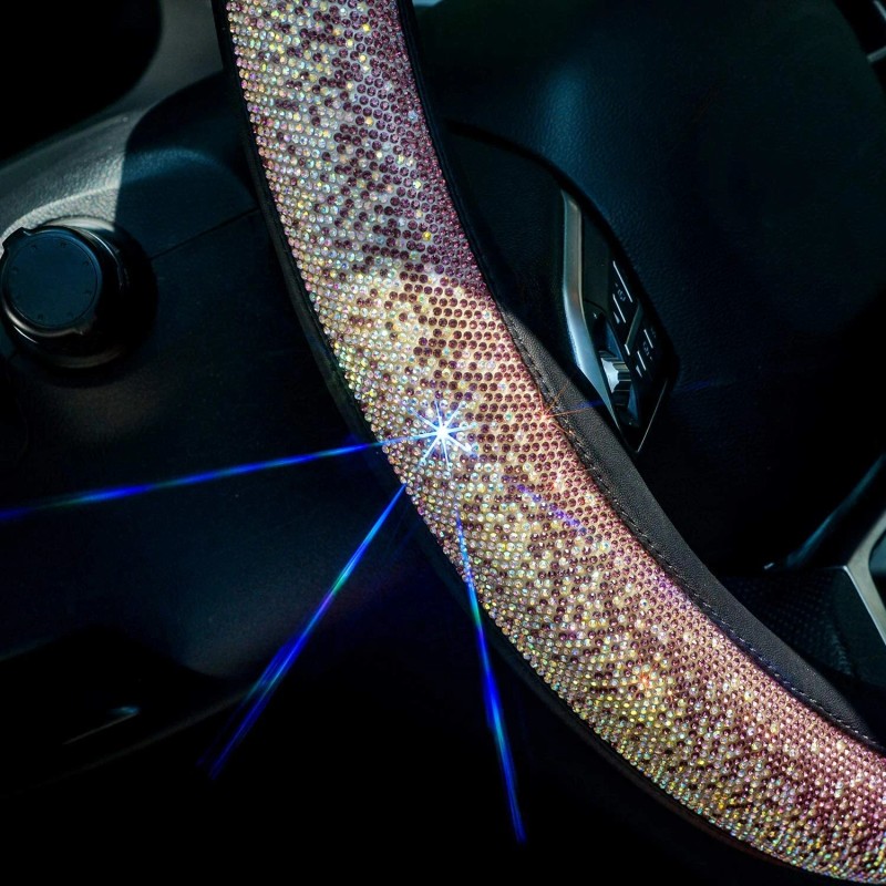 Valleycomfy WOW Gradient Crystal Diamond Sparkling BLING Steering Wheel Cover