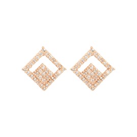 I Jewels Womens Plated Fashion Cubic Zirconia American Diamoand Stud Earrings (E2975) Rose Gold