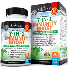 Immune Support Supplement with Zinc Vitamin C Vitamin D 5000 IU Elderberry Ginger D3 Goldenseal - Dr Approved Immunity Vitamins for Adults Women and Men - Natural Immune System Booster Defense -120ct