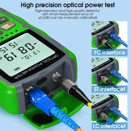 Dry Cell A-M70 OPM Portable Fiber Optic Power Meter Integrated Machine 15 (FC/SC/ST) & RJ45 Network Test Portable Fiber Optic Tester ‑70 to +10 1pc FC to LC Adapter