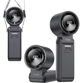 3-in-1 Portable Handheld Turbo Fan-100 Speeds, 10800 RPM, 12Hrs Cooling, Digital Display, 120° Rotation, USB Rechargeable Mini Hand Held Personal Fan for Travel, Makeup, Outdoor, Indoor (Black)