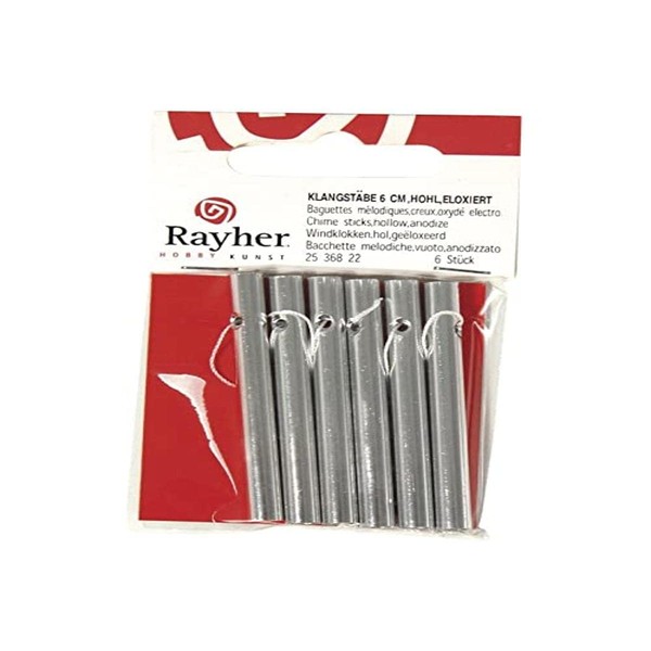 Rayher Batons hollow, 14 cm, 6 mm ø, 6 pcs, silver, Metal, 18 x 6 x 0.6 cm