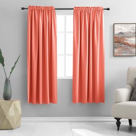 DONREN Coral Blackout Curtains Rod Pocket Curtain Panels - Salmon Color Thermal Insulated Curtain Drapes for Living Room (42 W x 63 L Inch,2 Panels)