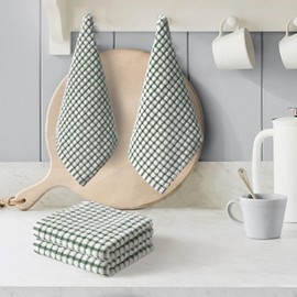 Artoid Mode Cotton Green Terry Kitchen Dish Cloths, 12x12 Inch Ultra Soft Absorbent Quick Drying Household Cleaning Kitchen Rags Set of 6