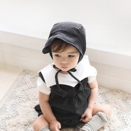 JELLYTREE Gorro de bebé con ala de muselina de doble gasa para niños y niñas, 6 m, 12 m, 24 m, 1 paquete: beige., 0-3 meses