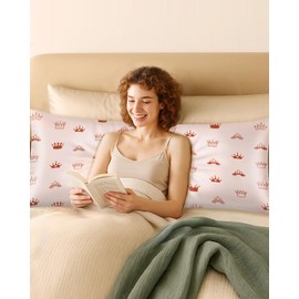 Miss Adola Silk Body Pillow Cover with Zipper - 20x54 Inch Silk Long Pillow Case for Women Ladies Adults Soft Bed Decorative Cute Boho Large Body Pillowcase Sham for Hair and Skin, PK Crown