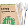 Kistou 150PCS compostable utensils set Eco-friendly Heavy Duty Utensils (50
