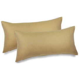 Aiking 2 Pieces of 14" x 26" Brushed 100% Polyester Decorative Lumbar Pillow Covers, Zipper Closure, Brass