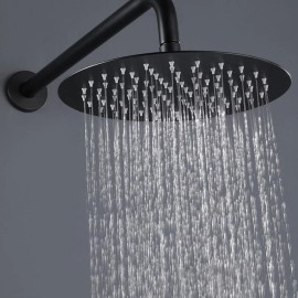 Homein 10 Inch Round Ultra-thin Rain Shower Head with air boost Water Saving Design Stainless Steel Matte Black Plated 1.8gpmColor: Black, Bath & Shower Faucet Type: Rain Shower Head
