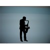 Saxophone Player Silhouette- Musician Vinyl Wall Decal (Dark Brown)