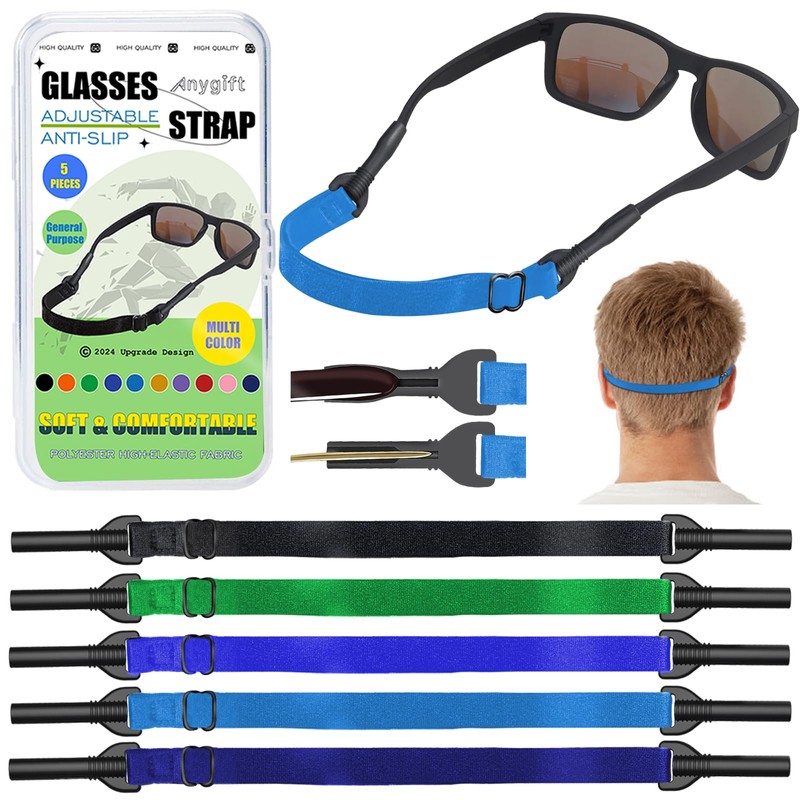 ANYGIFT Glasses Strap,5PCS Eyeglasses Strap Adjustable Sunglasses Strap for Men