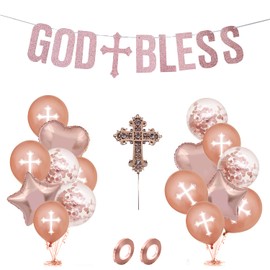 God Bless Banner Baptism, Baptism Decorations Girl, Confirmation Balloons, First Communion Balloons, Cross Balloons for Baptism, Baptism Cross Balloons, Baptism Decorations, Baby Shower