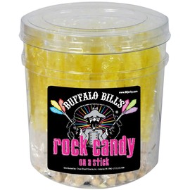 Buffalo Bills Banana (Yellow) Rock Candy On A Stick (36-ct tub yellow rock candy crystal sticks)