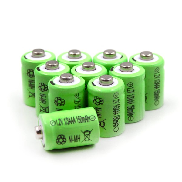 Paquete de 10 baterías Ni-MH de 1/3AAA 1.2V 150mAh (botón superior) de repuesto para baterías de luces solares, batería de luz solar de jardín para exteriores, 1/3AAA-150NM-NT, GP-17AAAH, Sanyo N-50AAA, GP 1/3AAA-170NM