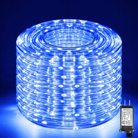 XmasBokeh 100FT 300 LED Rope Lights Outdoor, Plug in Christmas Rope Lights for Indoor with 8 Modes, Waterproof Connectable String Lights for Outside Patio, Deck, Pool, Stair, Camping Lighting - Blue