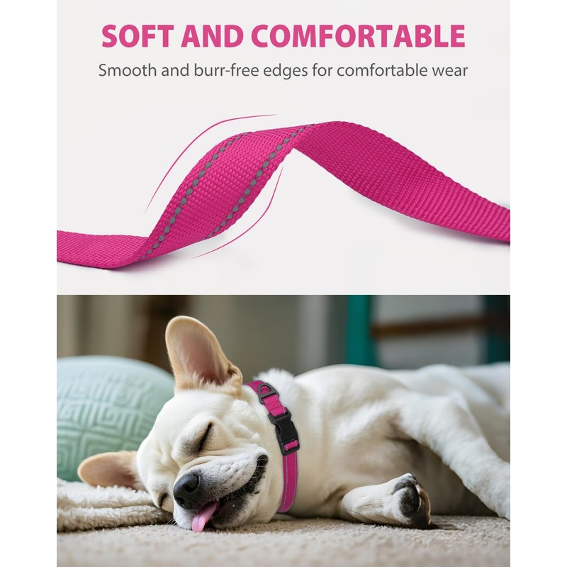 Joytale Small Dog Collar, Reflective and Adjustable Nylon Collar with