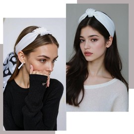 4PCS Headbands for Women and Girls Pearl Non-Slip Wide Padded Headbands Cute and Vintage Women's Hair Accessories(White)