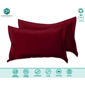 Cotton Metrics Heavy Quality King Pillow Shams Set of 2 Burgundy 600TC 100% Organic Cotton Burgundy Pillow Shams King Size 20X40 Decorative Pillow Cover with 2 Inch Flang