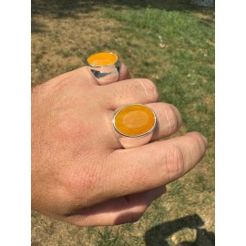 HarlemBling Large 18ct Natural Yellow Sapphire Gemstone Mens Real Solid 925 Silver Oval Ring - 13