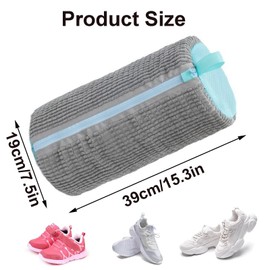 Ashuxxn Schuhwaschbeutel Waschmaschine Wäscheschuhbeutel Wiederverwendbarer Waschbeutel Mit Reißverschluss Schuhe Wäschesack Shoe Wash Bag Sneaker Wäschesack für Turnschuhe,Tennisschuhe (Grau)