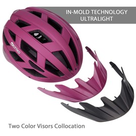 Adult-Men-Women Bike Helmet with Light - Mountain Road Bicycle Helmet with Replacement Pads & Detachable Visor