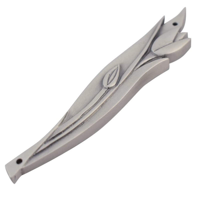 Modern Artisans American Made Pewter Mezuzah, Blooming Tulip Design, 4"