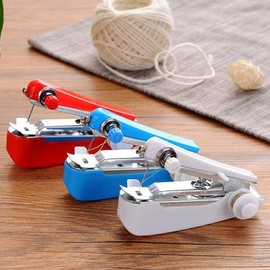 Blue Handheld Mini Sewing Machine,Easy to Use and Fast Stitch Suitable for Clothes, DIY Home Travel Electric Handheld Sewing Machine for Beginners Handy Needlework Tools