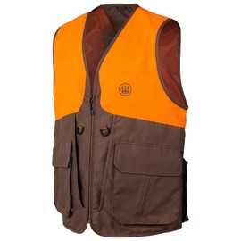 Beretta Men's Command Pro Durable Water-Resistant Front-Load Capable Upland Hunting Vest with Game Bag & Front Cargo Pockets, Otter & Orange, Large