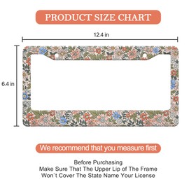LIN KANG Colorful Floral Flower License Plate Frame Women Personalise Artistic Floral Universal Aluminum License Plate Frames Rust-Proof Waterproof Car Decorative Tag Frames for Standard US 12x6Inch