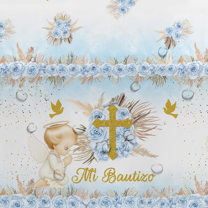 Suhelkit Mi Bautizo Boy Baptism Decorations Party Tablecloth, 3 Pack